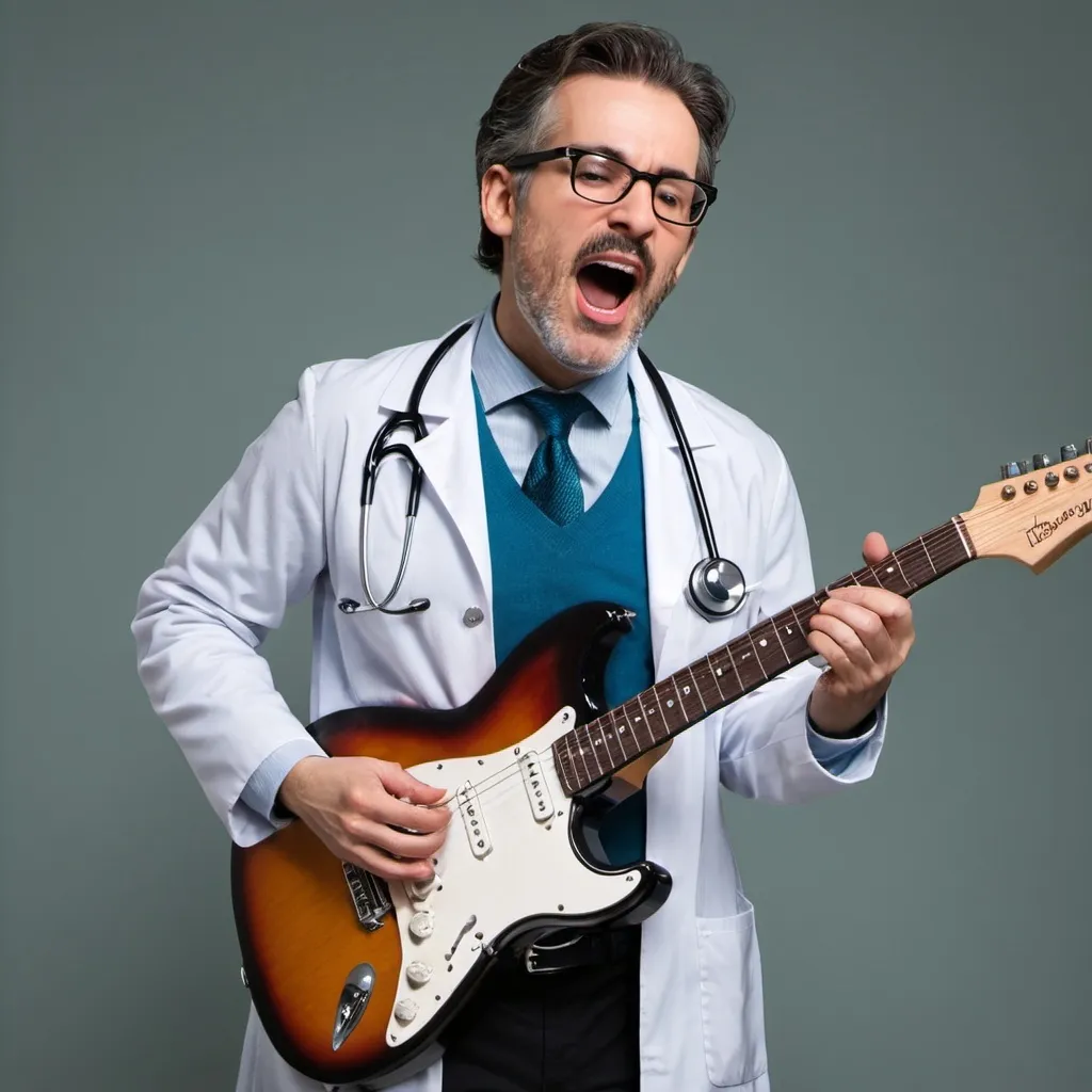 Prompt: Doctor Singing with electric guitar