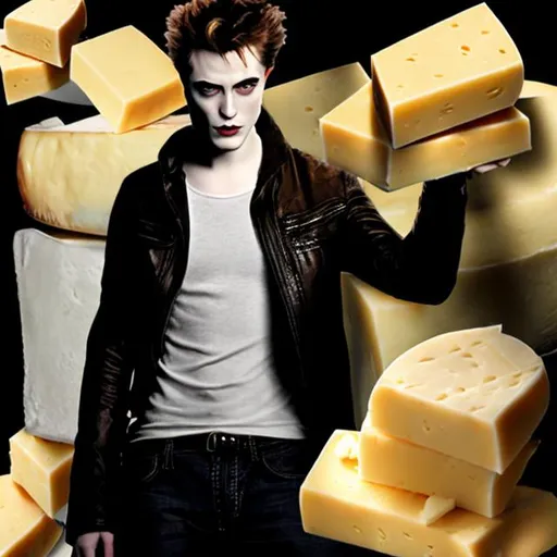 Prompt: Edward Cullen made of cheese