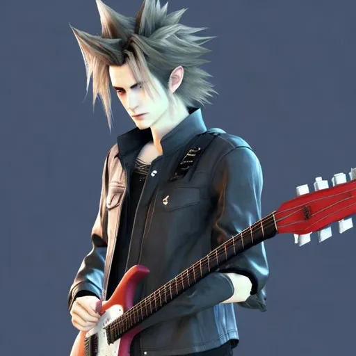 Prompt: Edward Cullen with a guitar in final fantasy