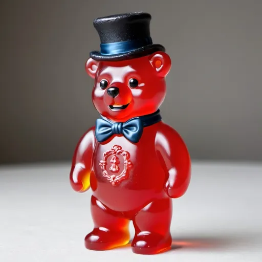 Prompt: A gummy bear dressed as in Victorian-era