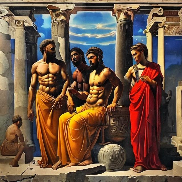 Prompt: hip hop album cover art in greek art sytle
