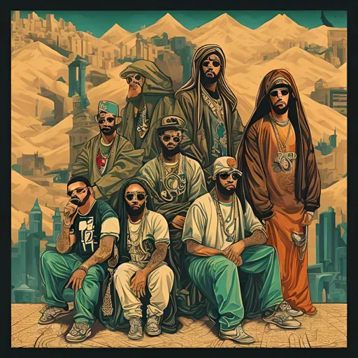 Prompt: hip hop album cover art in middle eastern style
