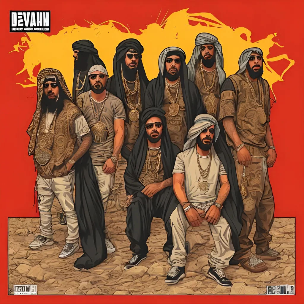 Prompt: hip hop album cover art in middle eastern style
