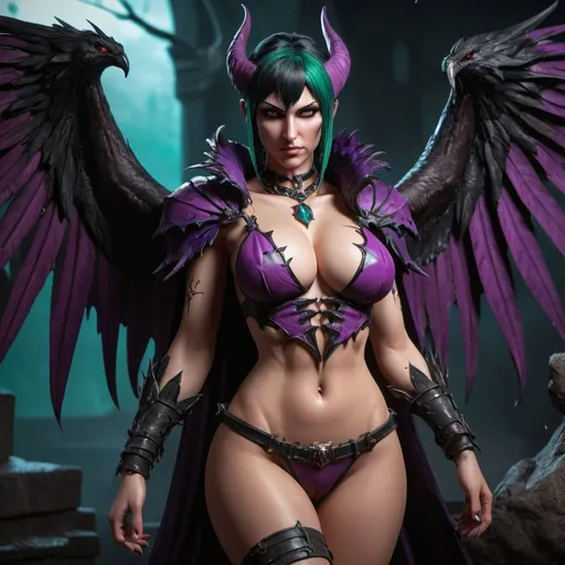 Prompt: morrigan dark stalker, FULL CHEST SIZE, revealing cleavage, SENSUAL POSE, perfect composition, hyperrealistic, super detailed, high quality, Splash art, front, hyperdetailed intricately detailed, unreal engine, intricate detail, splash screen, complementary colors, concept art, heavy strokes, splash arts, full height, full body focus