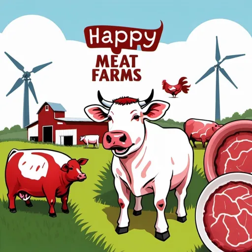 Prompt: HAPPY MEAT FARMS 