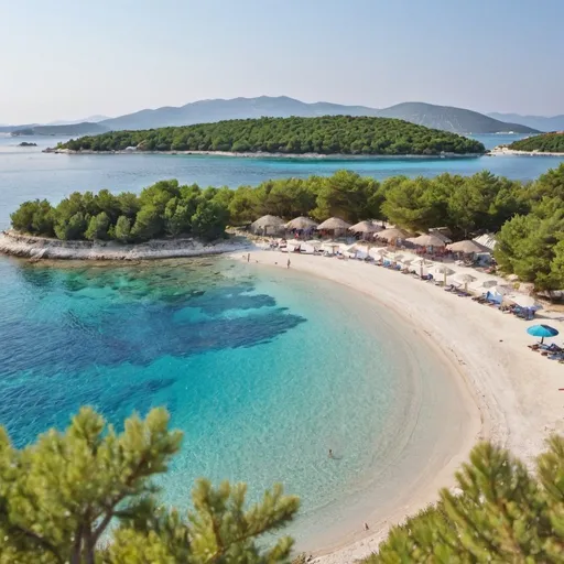 Prompt: Create image of ksamil beach.