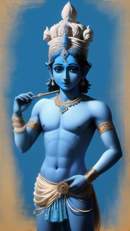 Prompt: Lord krishna in blue colour