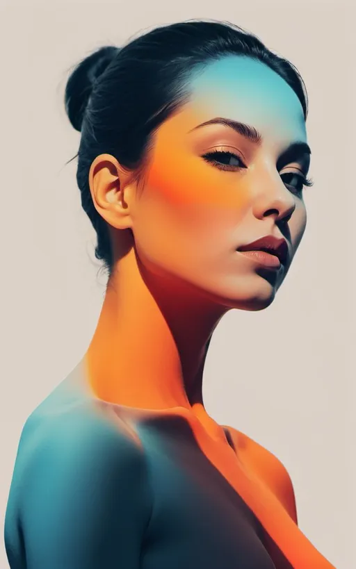 Prompt: do you see her? //Create a visually captivating minimalist artwork featuring a woman's silhouetted body in sunset tones against a white background. Emphasize simplicity and elegance, with clean lines and minimal detail. Capture the essence of modern minimalism, allowing for negative space to enhance the overall composition.v0.2, photo, 3d render, vibrant