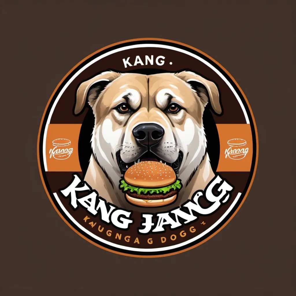 Prompt: I want a logo for my burger restaurant. The restaurant name is "KANG". I want a Kangal dog themed logo.