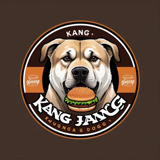 Prompt: I want a logo for my burger restaurant. The restaurant name is "KANG". I want a Kangal dog themed logo.