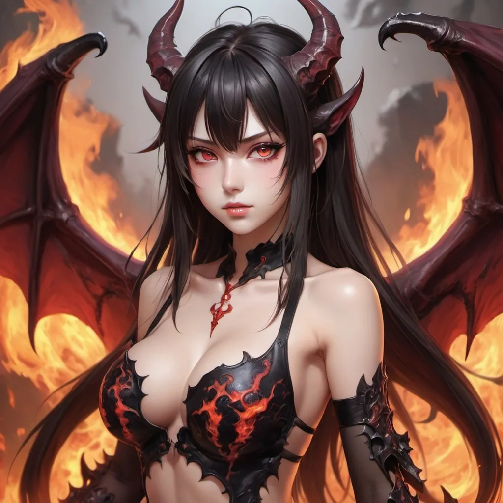 Prompt: High quality artistic Hot anime girl demon