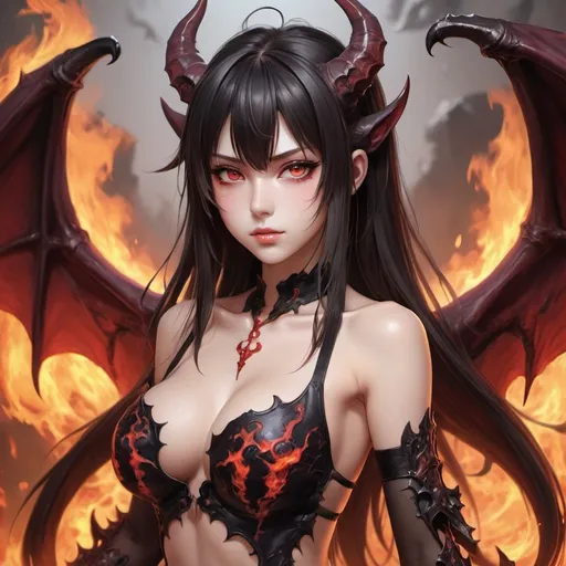 Prompt: High quality artistic Hot anime girl demon