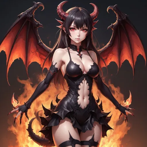 Prompt: Fullbody High quality artistic Hot anime girl demon