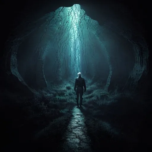 Prompt: Edward, while navigating unfamiliar terrain, discovers a hidden, unmarked mine shaft. Drawn by a strange compulsion or the need for shelter, he ventures inside, only to find it's a labyrinth that twists and turns beyond any logical map, leading him deeper into darkness and an overwhelming sense of dread.