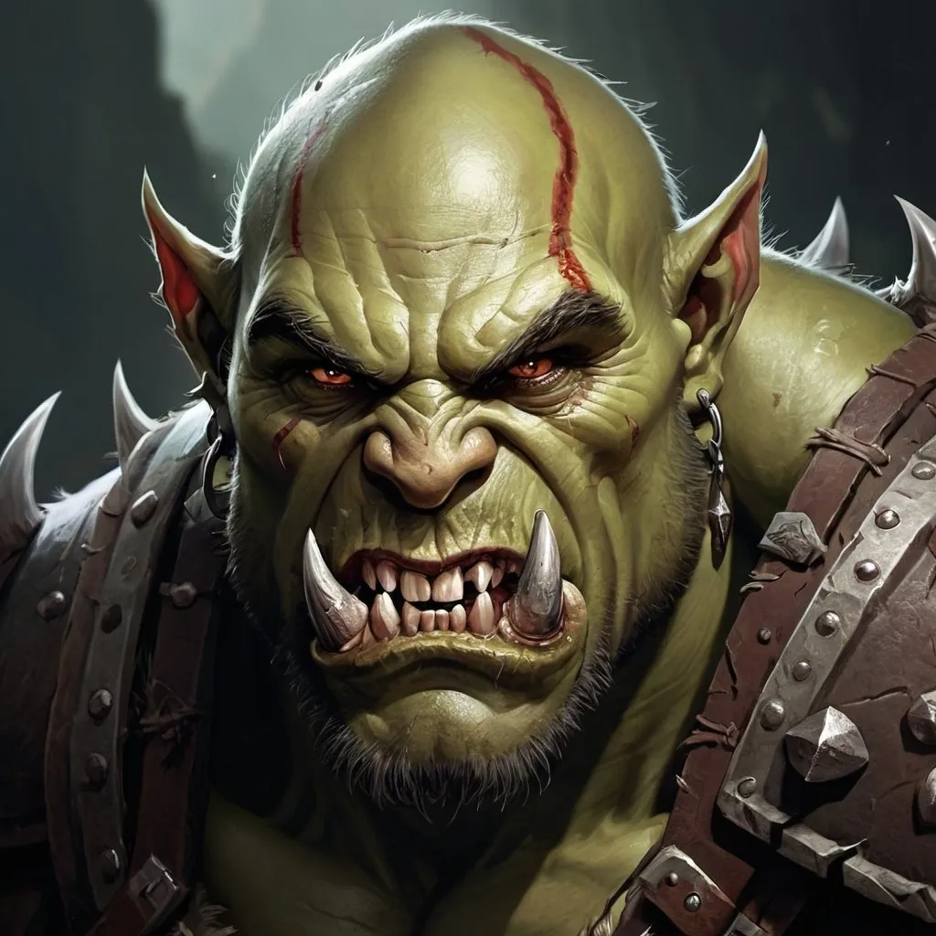 Prompt: high-resolution, orc, teeth, menacing, illustration, fantasy character art