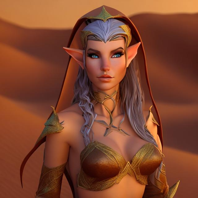 Prompt: A elf woman in desert