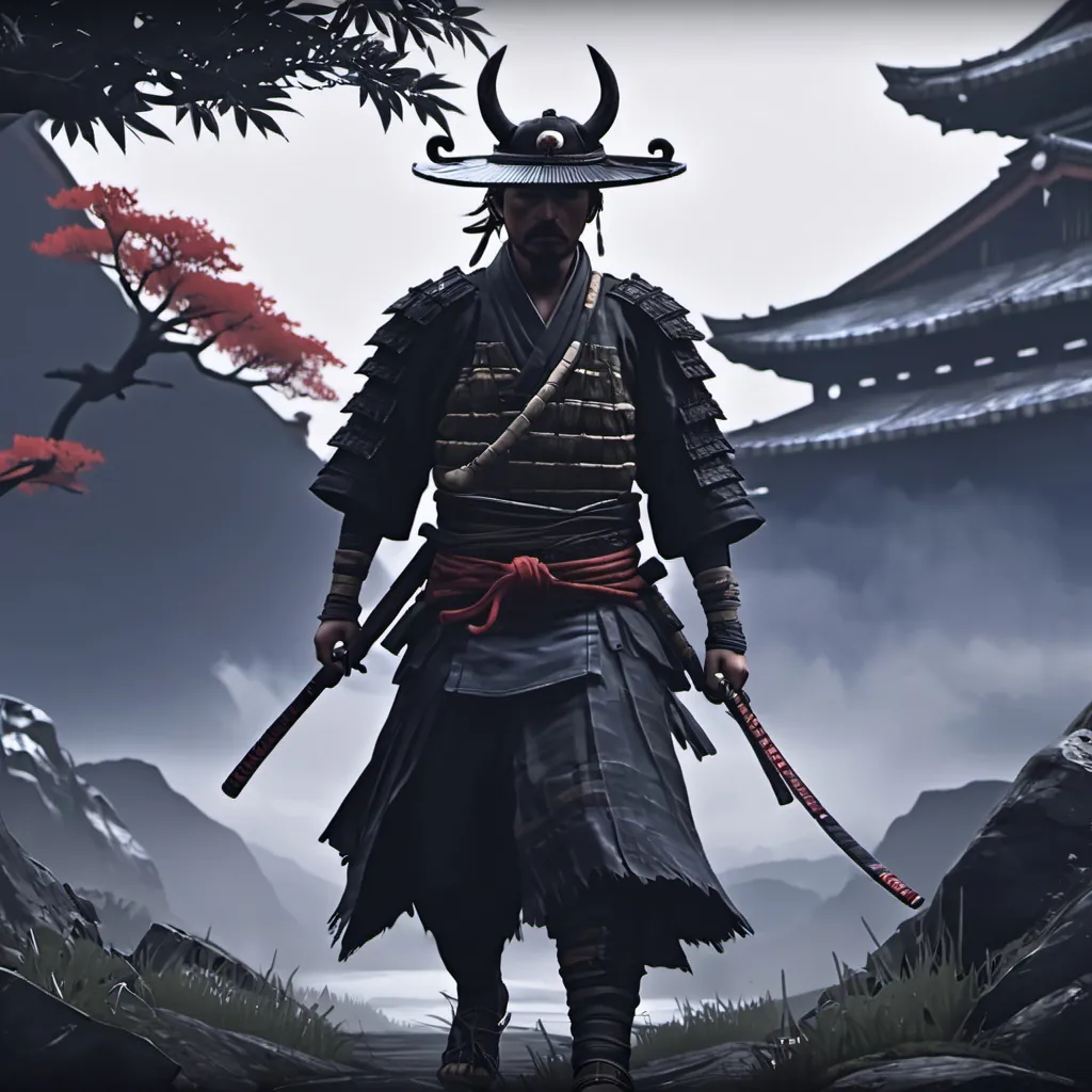 Prompt: make thumnail of game "Ghost Of Tsushima" for youtube live