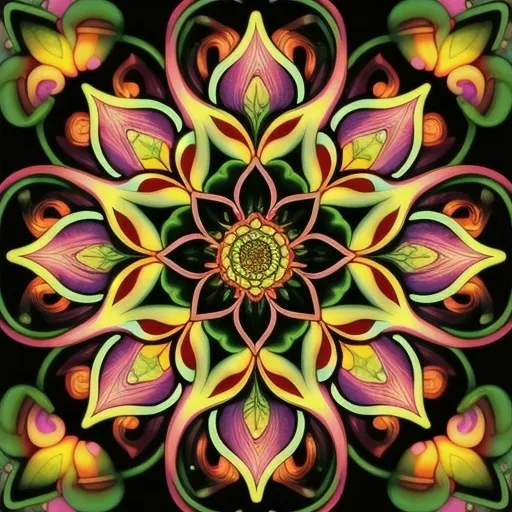 Prompt: centered bioluminescent neuro fractal floral (((lotus))) in art nouveau psychedelic zentangle style brightly vibrant and pulsating, intricate patterns with radiant glow, high-res, detailed, psychedelic, art nouveau, zentangle, bioluminescent, neuro fractal, vibrant colors, rays of light, intricate details, electric particles