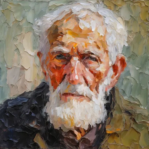 Prompt: Portrait of an old man, very thick Impasto, impressionism