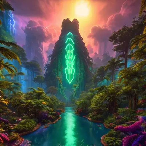Prompt: /imagine prompt: Realistic cgi: high detail and realisticGALACTIC   COLLOIDAL   VAPORWAVE  RAINFOREST :/Ethereal lighting, Hyper-futuristic CYBER MARIJUANA  GARDEN, unreal engine, blacklight painting, octane render, hdr, psychedelic swirls, glowing neon, cyberdelic, digital art, 4k --chaos 77 --s 900 --ar 1:1 --q 2