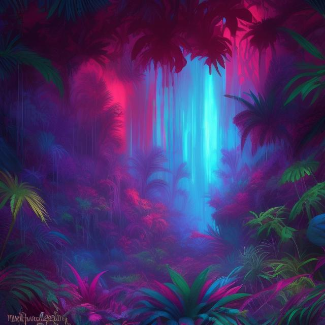 Prompt: RAZZMATZZMAZZ RED 🌌🍭 dreamscape  rainforest  NFT   EXPRESSIVE  DIGITAL BLACKLIGHT SPEEDPAINT  ENCHANTED  MAGICAL botanical tropical RAINFORESTZ  SYNTHWAVE-PUNKLANDJ97 UNIQUE 4K HYPERREALISTIC FANTASY 