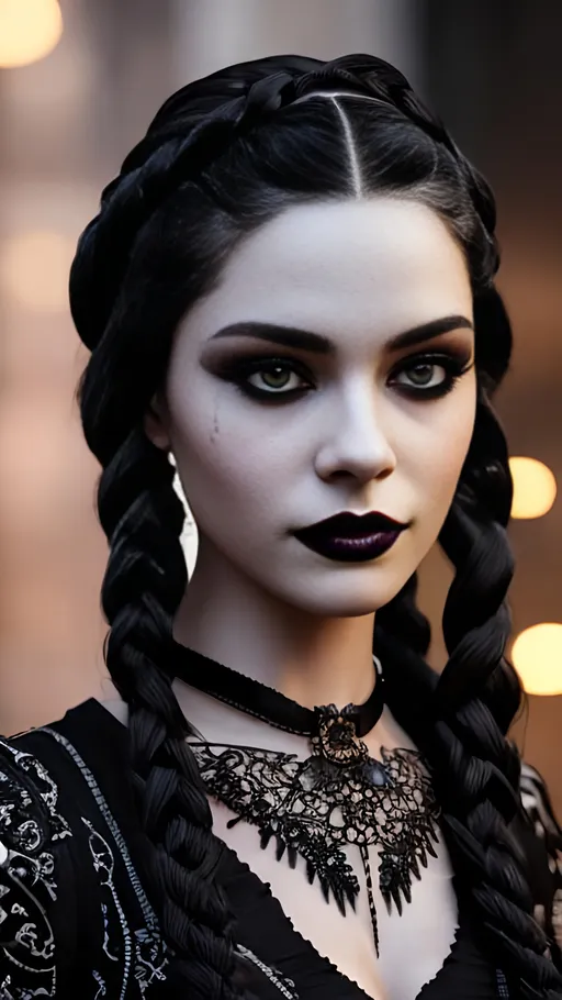 Prompt: She has braided black hair, frankenstein girl, stitched skin, patch work skin, beautiful gothic princess, High Detail, intricate, detailed skin, professionally color graded, photorealism, 8k, stitched together