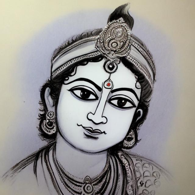 Prompt: Less details sketch of Shri Krishna