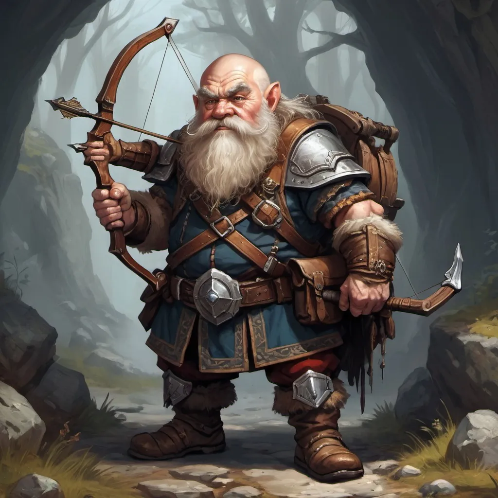 Prompt: An old fantasy style dwarf with a crossbow

