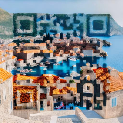 Prompt: sunny day in dubrovnik, sea view, medival