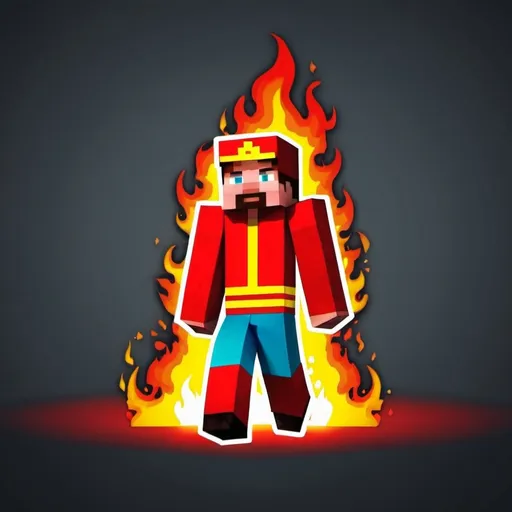 Prompt: Make a YouTube logo image for a Minecraft channel with a fire man

