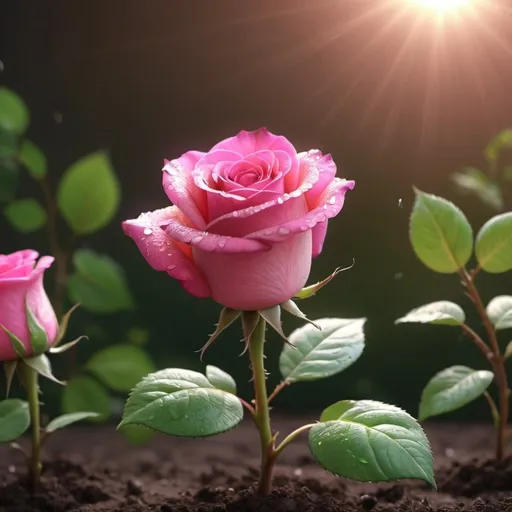 Prompt: create animation A time-lapse of a small seedling sprouting and growing into a healthy plant of rose with Text "Plant a Little Love & Watch a Miracle Grow"