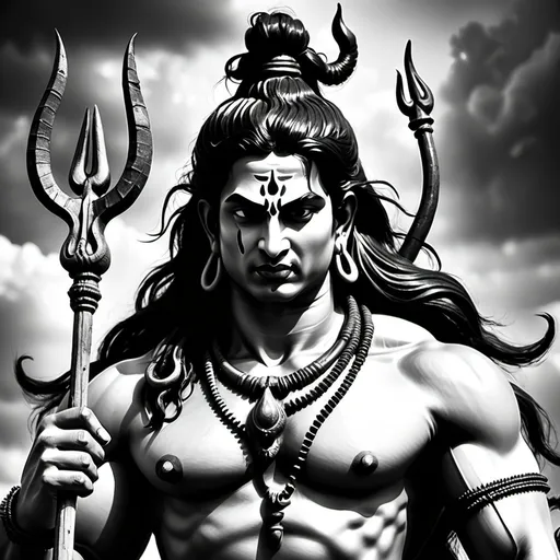 Prompt: Lord shiva pencil of hindu mythology in angry mood