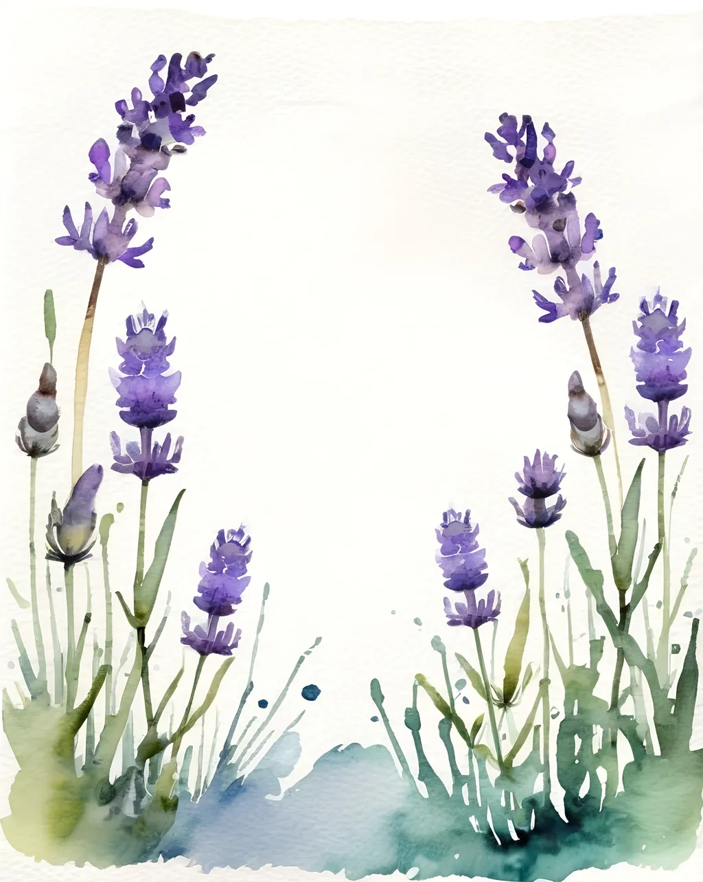 Prompt: watercolor, lavender bottom on a pure white background with white space in the middle