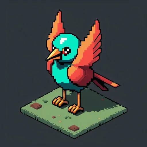 Prompt: enemy character pixel art bird point of view