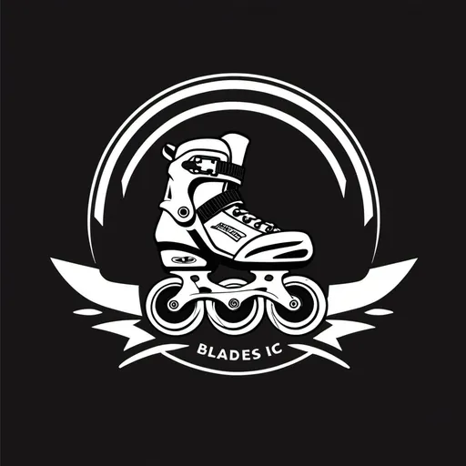 Prompt: Blades inc logo with a graphic of roller blades