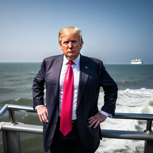 Prompt: donald trump bij de zee