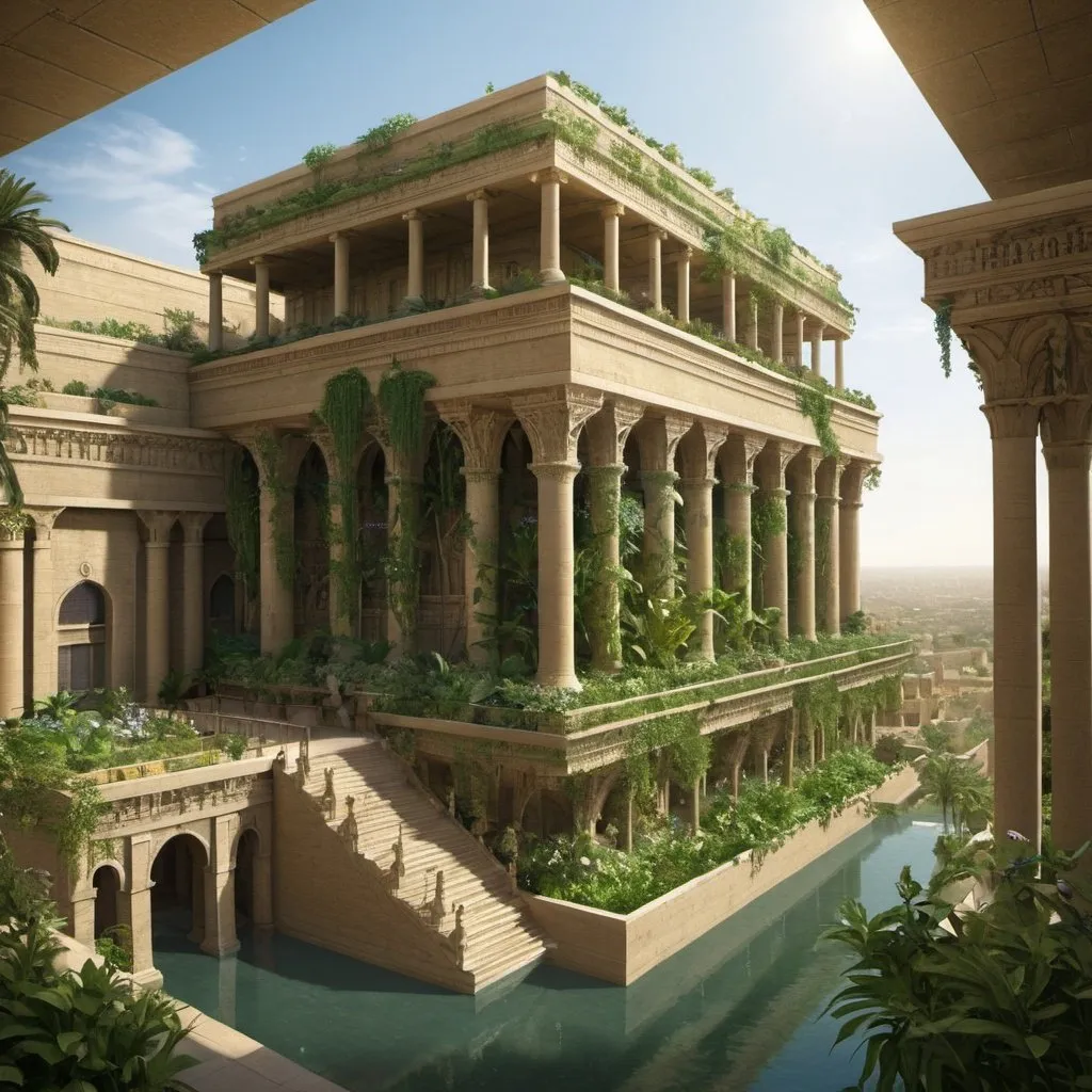 Prompt: Hanging gardens of babylon
 X