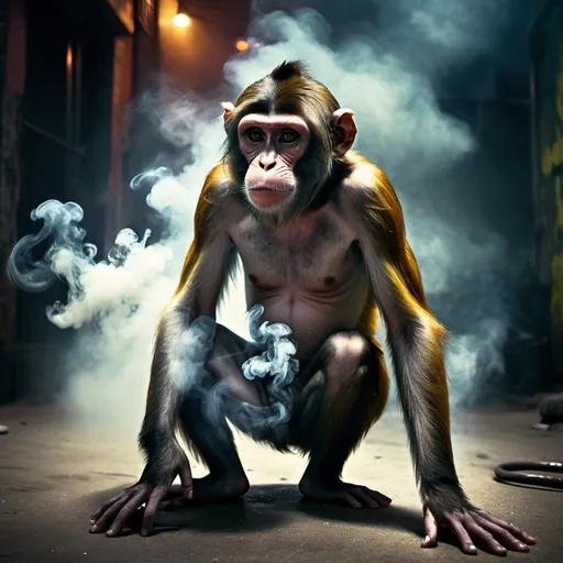 Prompt: monkey smoking meth
