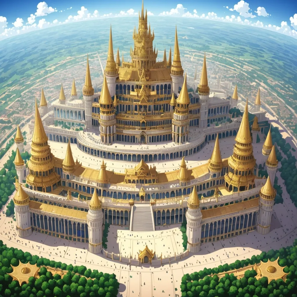 Prompt: Very big kingdom and in center big palace 