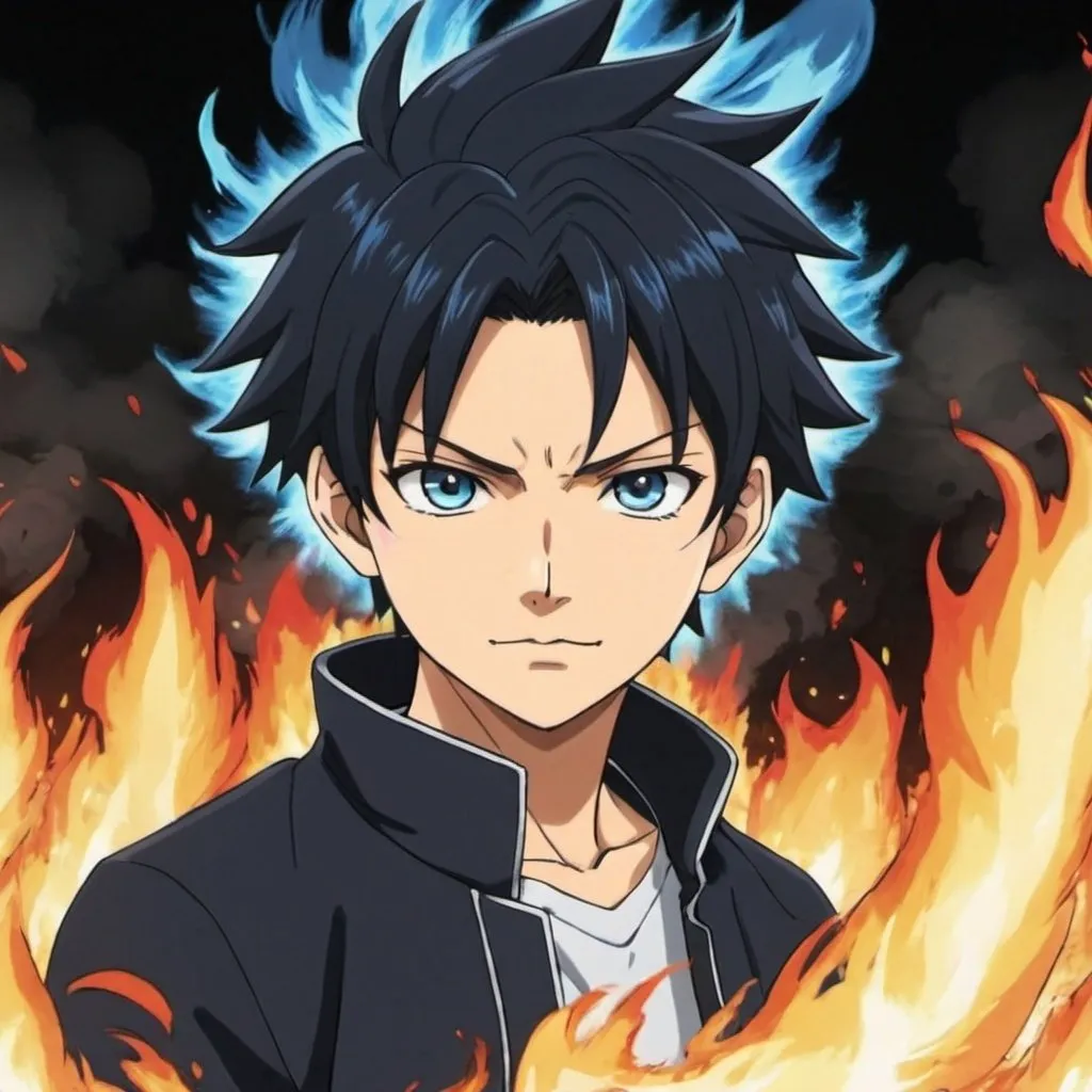 Prompt: Erstelle ein Junge namens inoto in einer Form namens fire rising mega  
Stille  in anime 