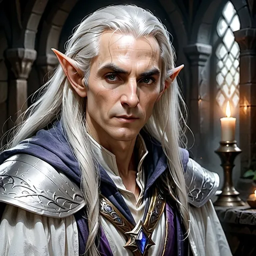 Prompt: Close portrait of an old elf mage with {long white} hair and a serious face, silver robe, perfect composition, hyperrealistic, super detailed, 8k, high quality, trending art, trending on artstation, sharp focus, studio photo, intricate details, highly detailed, by greg rutkowski