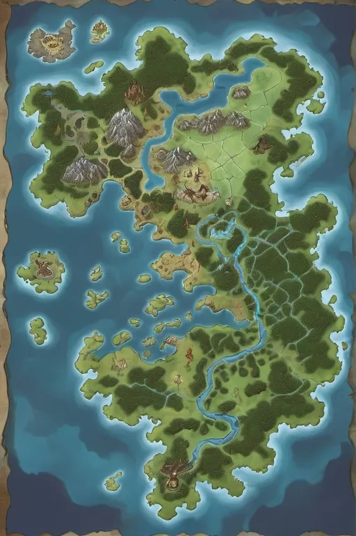 Prompt: Fantasy map, new land on a dead dragon's skeleton
