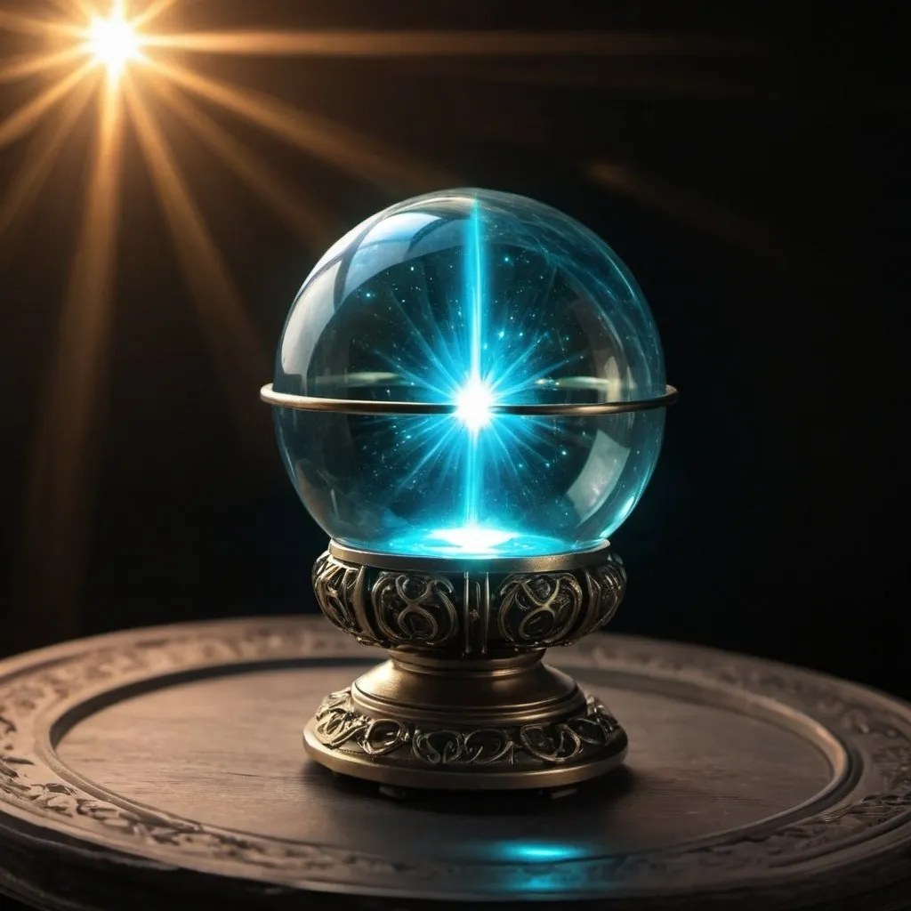 Prompt: Glowing celestial orb with rotating magical ring, luminous, ethereal, high quality, fantasy, celestial, magical ring, celestial orb, glowing, radiant, rotating ring, ethereal lighting, mystical