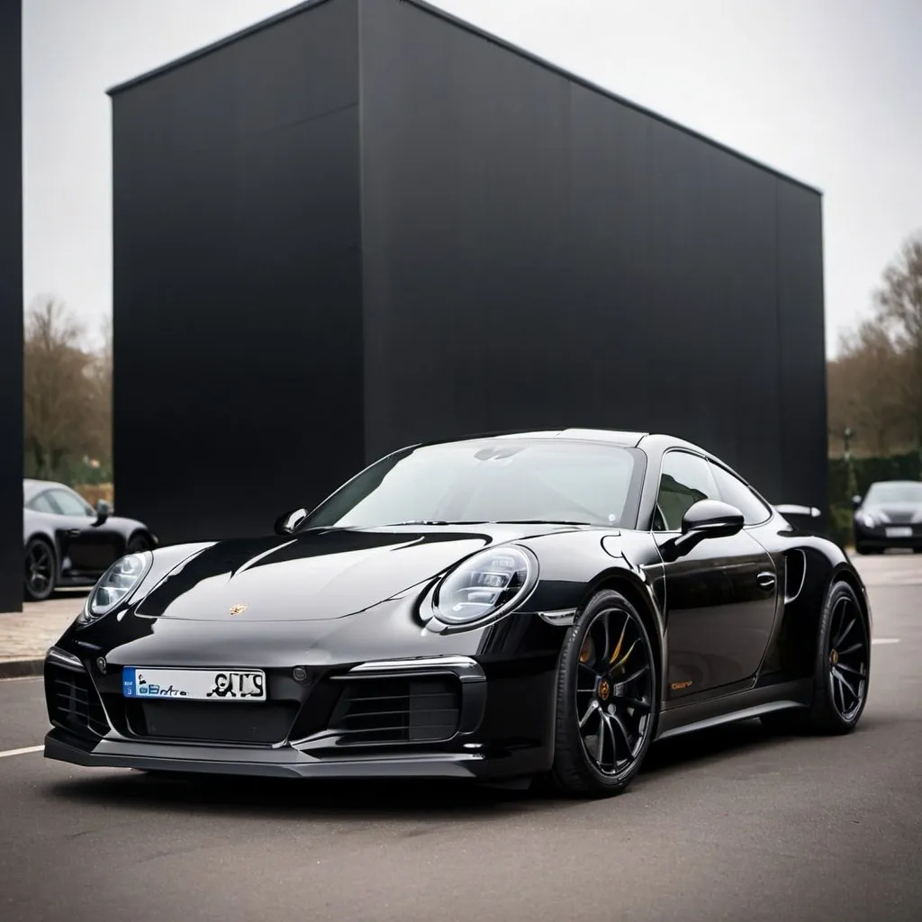 Prompt: Porsche 911 all black details