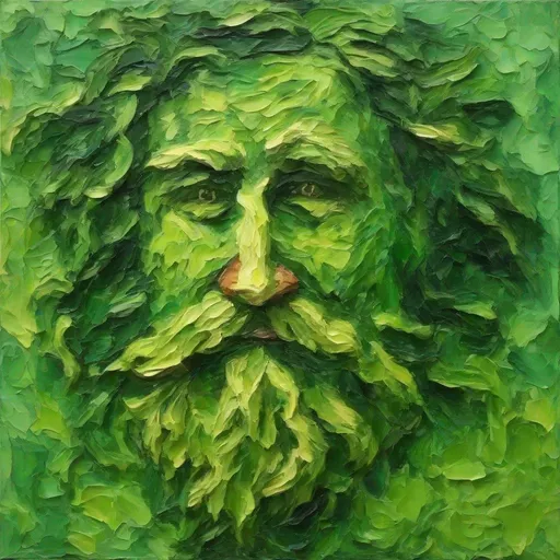 Prompt: Portrait of the green man, very thick Impasto, impressionism