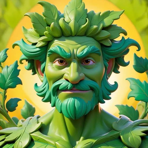 Prompt: Disney style green man vibrant colors, sunny