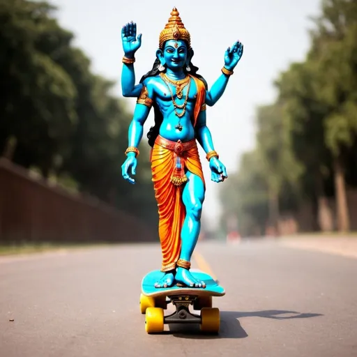Prompt: hindu god brahma riding a skateboard

