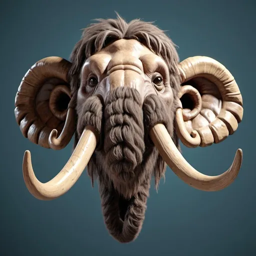 Prompt: 3d render style happy looking wooly mammoth head with large tusks