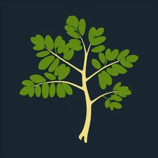 Prompt: Moringa tree branch and leaves, as an icon for a business
