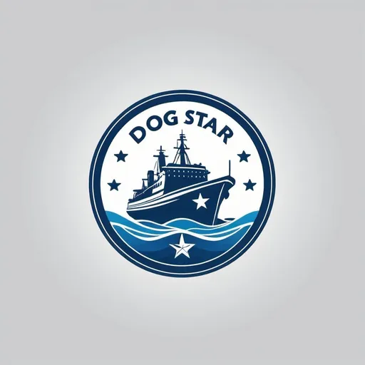 Prompt: Create a modern, professional logo for 'Dog Star Maritime Ltd.' featuring a stylized ship’s bow with a wave beneath it, and a subtle star above. The design should be clean and simple, with shades of blue and white. Include the company name 'Dog Star Maritime Ltd' to the right or below the icon in a modern sans-serif font. The logo should be rectangular and suitable for letterheads and email signatures